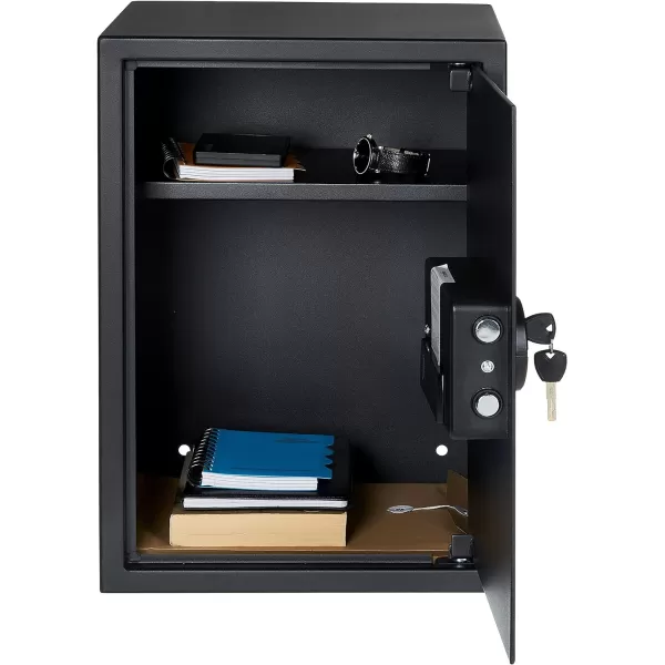 Amazon Basics Steel Home Security Electronic Safe with Programmable Keypad Lock Secure Documents Jewelry Valuables 12 Cubic Feet Black 13W x 13D x 142H18 Cubic Feet Keypad Lock
