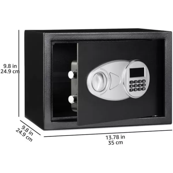 Amazon Basics Steel Security Safe with Programmable Electronic Keypad  Secure Cash Jewelry ID Documents  Black 1 Cubic Feet 1693W x 1457D x 906H05 Cubic Feet