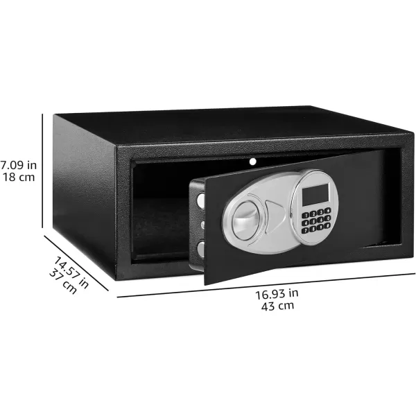Amazon Basics Steel Security Safe with Programmable Electronic Keypad  Secure Cash Jewelry ID Documents  Black 1 Cubic Feet 1693W x 1457D x 906H07 Cubic Feet