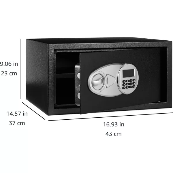 Amazon Basics Steel Security Safe with Programmable Electronic Keypad  Secure Cash Jewelry ID Documents  Black 1 Cubic Feet 1693W x 1457D x 906H1 Cubic Feet