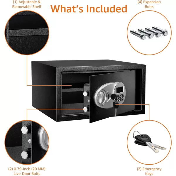 Amazon Basics Steel Security Safe with Programmable Electronic Keypad  Secure Cash Jewelry ID Documents  Black 1 Cubic Feet 1693W x 1457D x 906H1 Cubic Feet