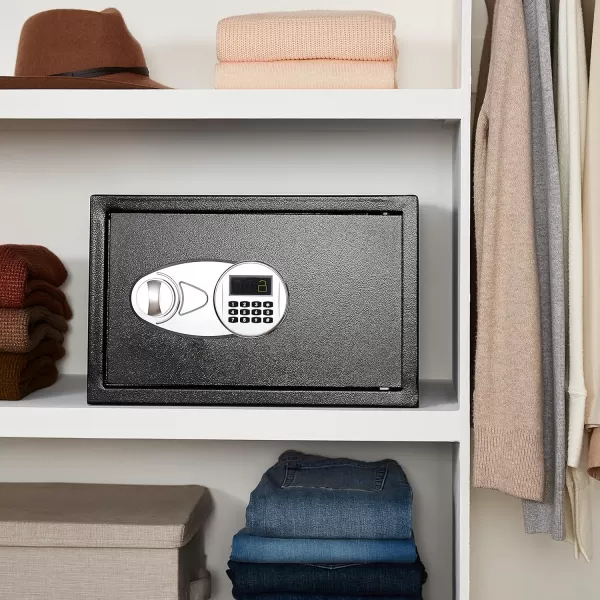 Amazon Basics Steel Security Safe with Programmable Electronic Keypad  Secure Cash Jewelry ID Documents  Black 1 Cubic Feet 1693W x 1457D x 906H12 Cubic Feet