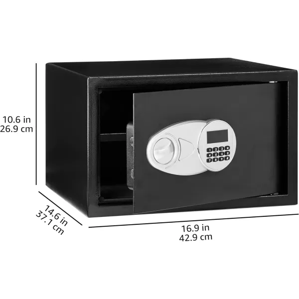 Amazon Basics Steel Security Safe with Programmable Electronic Keypad  Secure Cash Jewelry ID Documents  Black 1 Cubic Feet 1693W x 1457D x 906H12 Cubic Feet