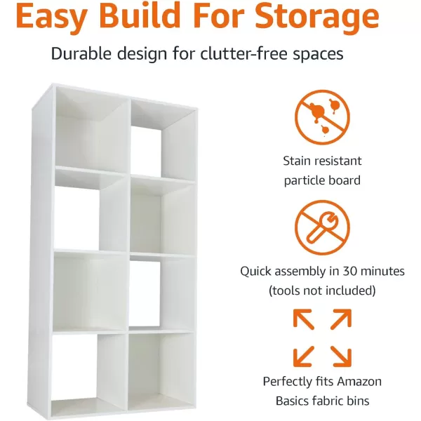 Amazon Basics Storage Cube Shelf Organizer 9Cube WhiteWhite 8 Cubes