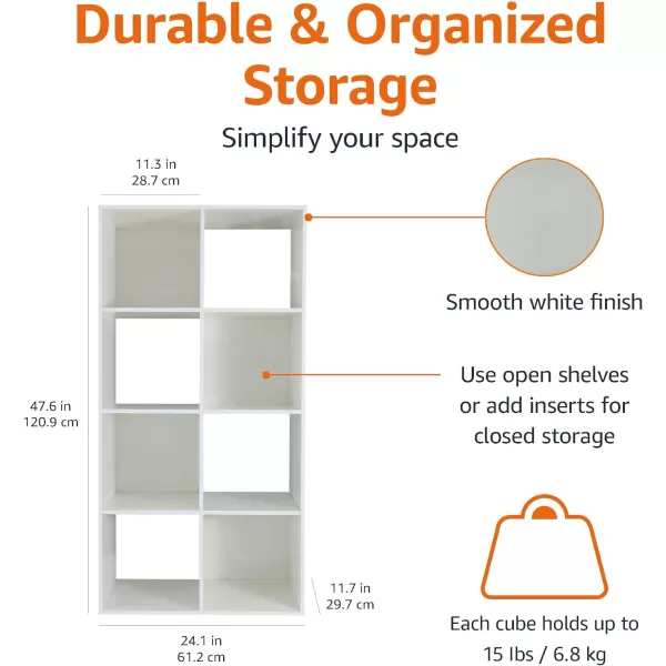 Amazon Basics Storage Cube Shelf Organizer 9Cube WhiteWhite 8 Cubes