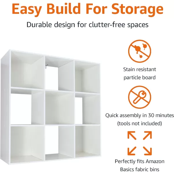 Amazon Basics Storage Cube Shelf Organizer 9Cube WhiteWhite 9 Cubes