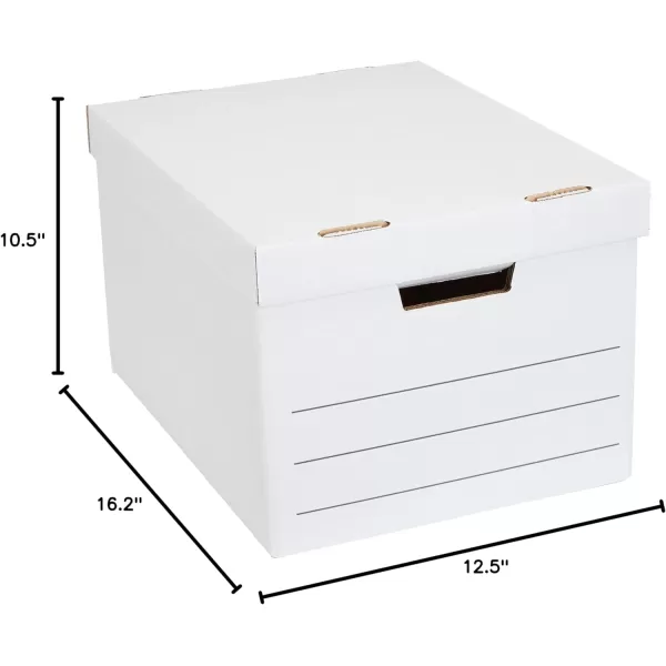 Amazon Basics Storage and Filing Boxes With Lid and Handles LegalLetter Size Basic Duty Pack of 20 White 162 L x 125 W x 105 H12Pack Heavy Duty