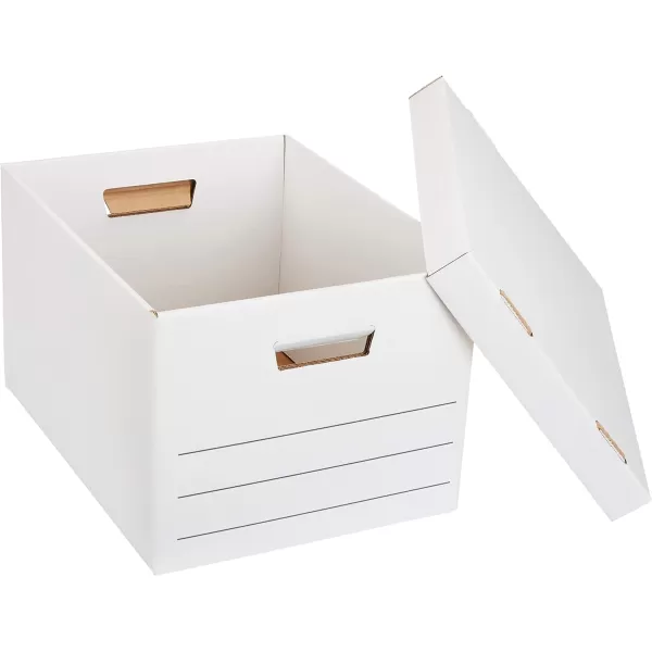 Amazon Basics Storage and Filing Boxes With Lid and Handles LegalLetter Size Basic Duty Pack of 20 White 162 L x 125 W x 105 H12Pack Heavy Duty