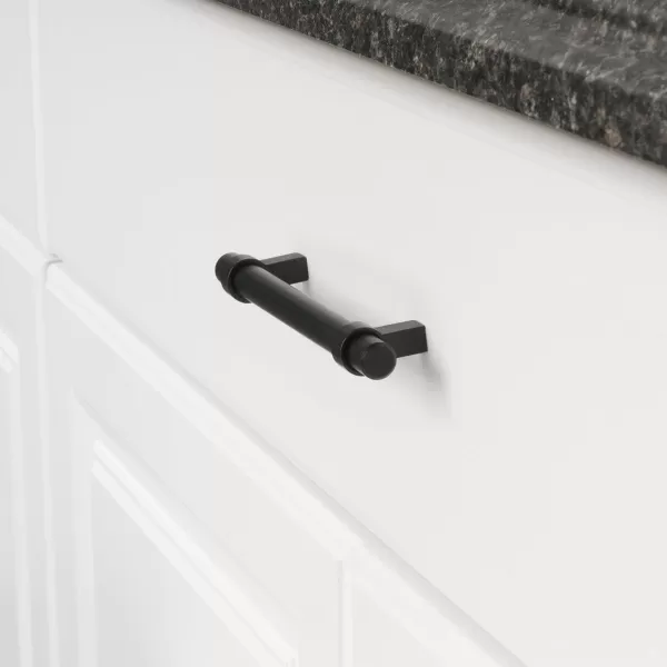 Amazon Basics Straight Bar Cabinet Handle 663inch Length 5inch Hole Center Flat Black 10PackFlat Black Standard Packaging