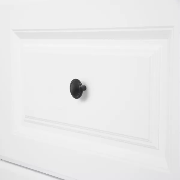 Amazon Basics Straight Top Ring Cabinet Knob 125inch Diameter Oil Rubbed Bronze 25PackFlat Black 10 Pack