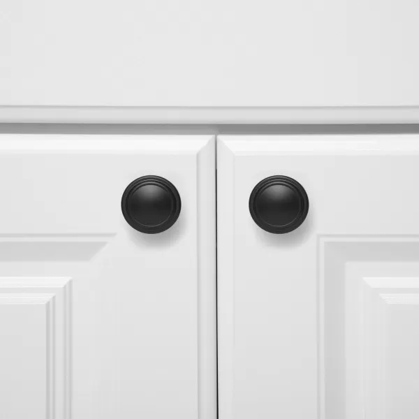 Amazon Basics Straight Top Ring Cabinet Knob 125inch Diameter Oil Rubbed Bronze 25PackFlat Black 10 Pack