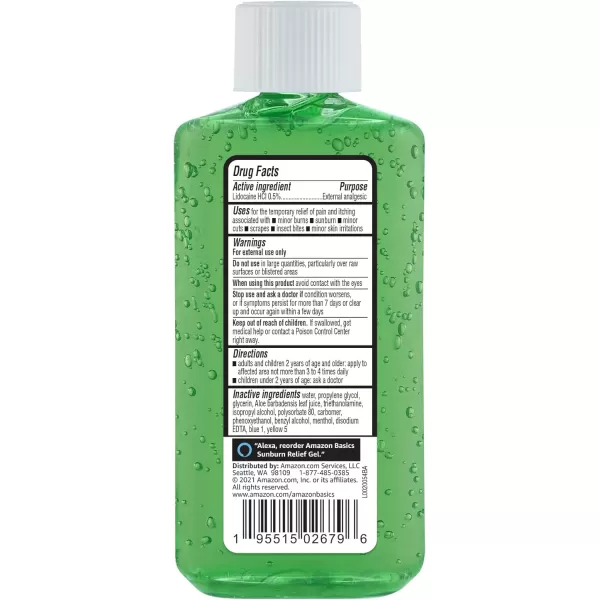 Amazon Basics Sunburn Relief Gel with Aloe Vera 8 Oz Previously Solimo8 Ounce Pack of 1