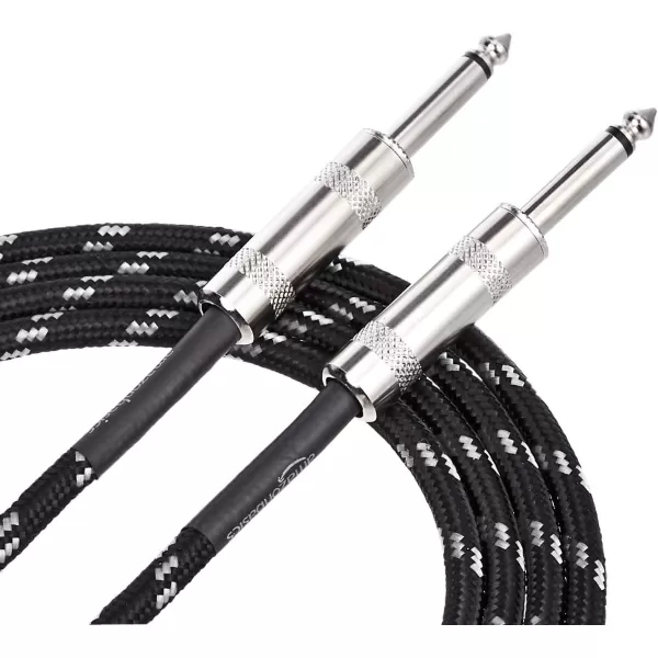 Amazon Basics TS 14 Inch Tweed Cloth Jacket RightAngle Instrument Cable for Electric Guitar 10 Foot Yellow amp BrownBlack amp Gray 10 Foot Straight