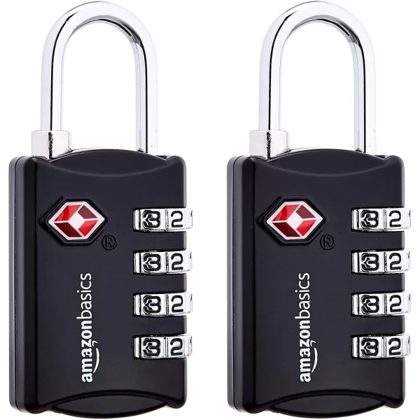 Amazon Basics TSA Accepted Cable 3Digit Combination Lock Black 2Pack2 Pack 4Digit Combination Lock