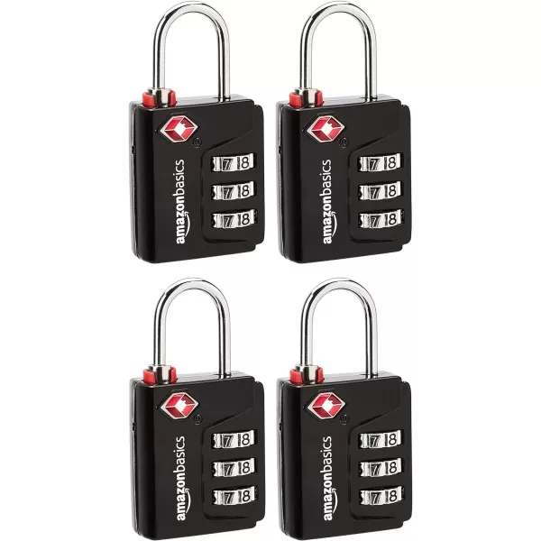 Amazon Basics TSA Accepted Cable 3Digit Combination Lock Black 2Pack4 Pack 3Digit Combination Lock with Search Alert