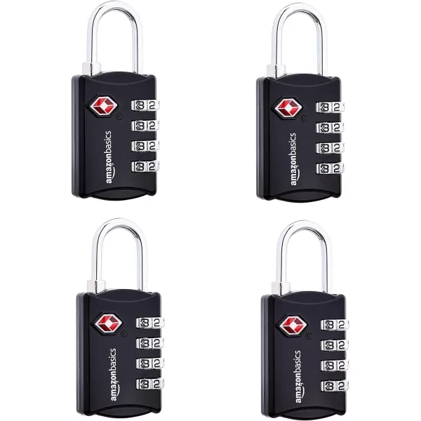 Amazon Basics TSA Accepted Cable 3Digit Combination Lock Black 2Pack4 Pack 4Digit Combination Lock