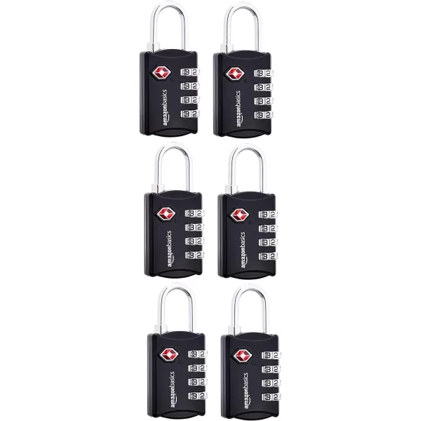 Amazon Basics TSA Accepted Cable 3Digit Combination Lock Black 2Pack6 Pack 4Digit Combination Lock