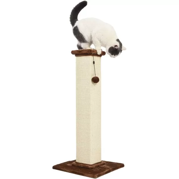 Amazon Basics Tall Cat Scratching Post with Jute Fiber and Brown Carpet Large 1575 L x 1575 W x 3543 HBrown Carpet Premium Scratching Post