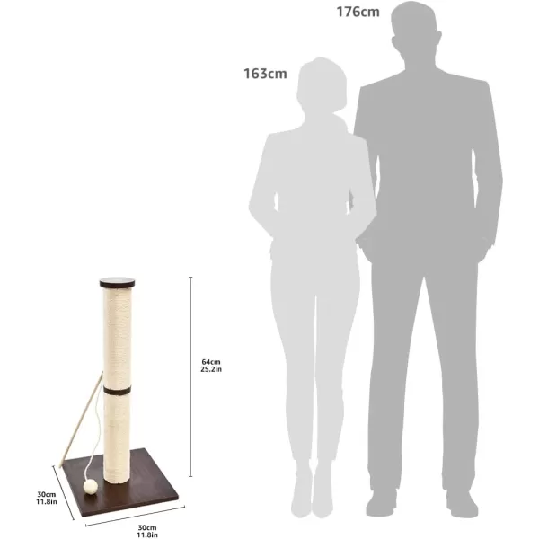 Amazon Basics Tall Cat Scratching Post with Jute Fiber and Brown Carpet Large 1575 L x 1575 W x 3543 HBurgundy Scratching Post
