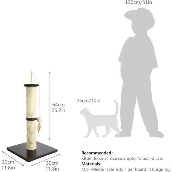 Amazon Basics Tall Cat Scratching Post with Jute Fiber and Brown Carpet Large 1575 L x 1575 W x 3543 HBurgundy Scratching Post