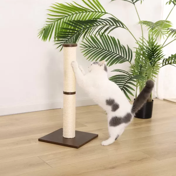 Amazon Basics Tall Cat Scratching Post with Jute Fiber and Brown Carpet Large 1575 L x 1575 W x 3543 HBurgundy Scratching Post