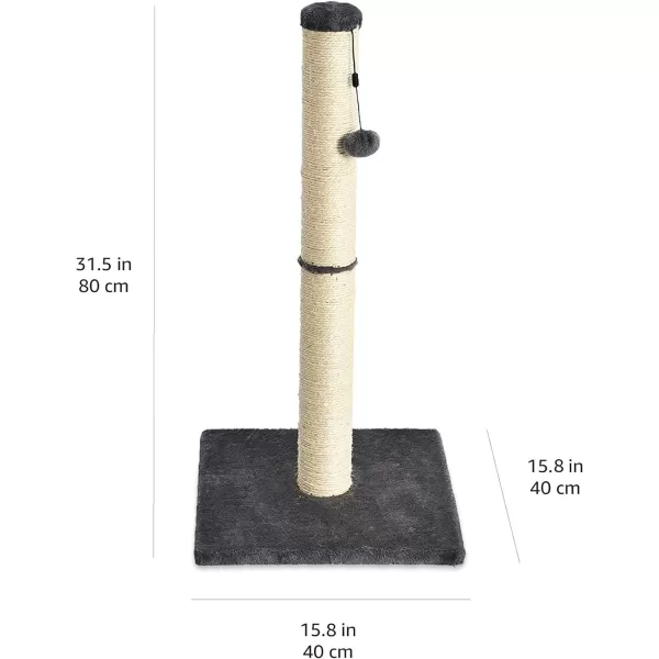 Amazon Basics Tall Cat Scratching Post with Jute Fiber and Brown Carpet Large 1575 L x 1575 W x 3543 HGrey Scratching Post