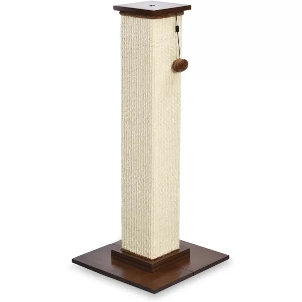 Amazon Basics Tall Cat Scratching Post with Jute Fiber and Brown Carpet Large 1575 L x 1575 W x 3543 HWood Premium Scratching Post