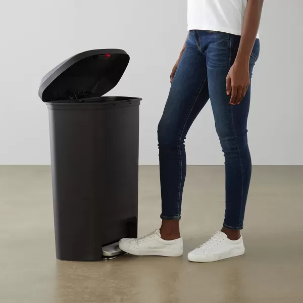 Amazon Basics Tall Kitchen Plastic Rectangular Trash Can with Steel Pedal Black 50 LitersAmazon Basics Tall Kitchen Plastic Rectangular Trash Can with Steel Pedal Black 50 Liters