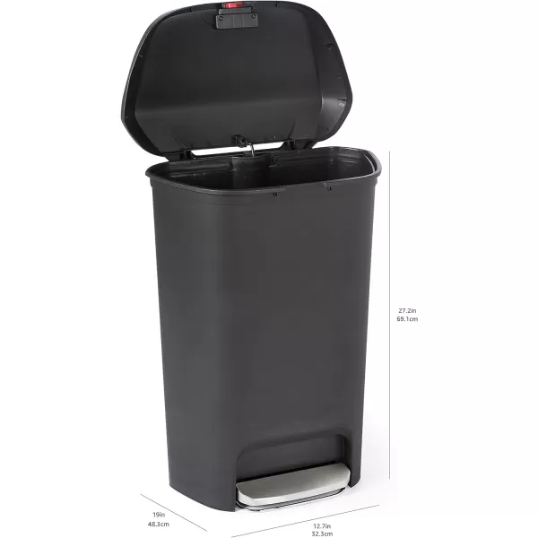 Amazon Basics Tall Kitchen Plastic Rectangular Trash Can with Steel Pedal Black 50 LitersAmazon Basics Tall Kitchen Plastic Rectangular Trash Can with Steel Pedal Black 50 Liters