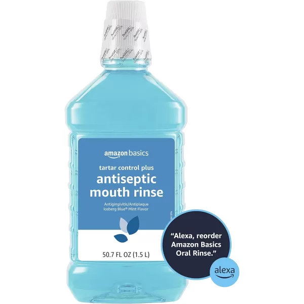 Amazon Basics Tartar Control Plus Antiseptic Mouth Rinse Iceberg Blue Mint 15 Liters 507 Fluid Ounces 1Pack Previously Solimo507 Fl Oz Pack of 1