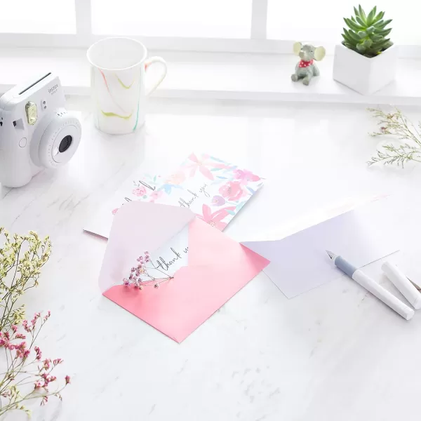 Amazon Basics Thank You Cards and Envelopes 48 Count Black and WhiteFloral