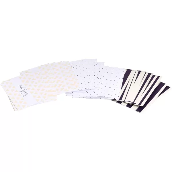 Amazon Basics Thank You Cards and Envelopes 48 Count Black and WhitePolka Dot and Stripe