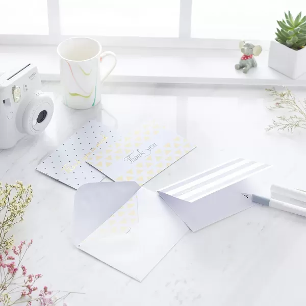 Amazon Basics Thank You Cards and Envelopes 48 Count Black and WhitePolka Dot and Stripe