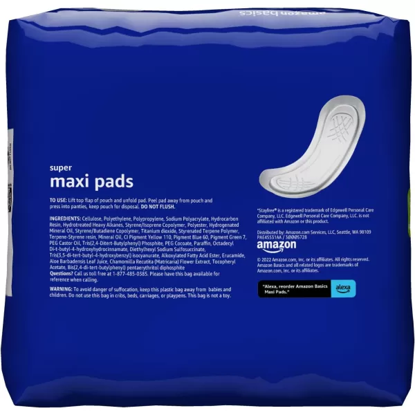 Amazon Basics Thick Maxi Pads for Periods Super Absorbency Unscented 48 Count 1 Pack Previously Solimo48 Count Pack of 1
