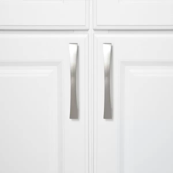 Amazon Basics Thick Modern Curved Cabinet Handle 65inch Length 5inch Hole Center Satin Nickel 10PackSatin Nickel