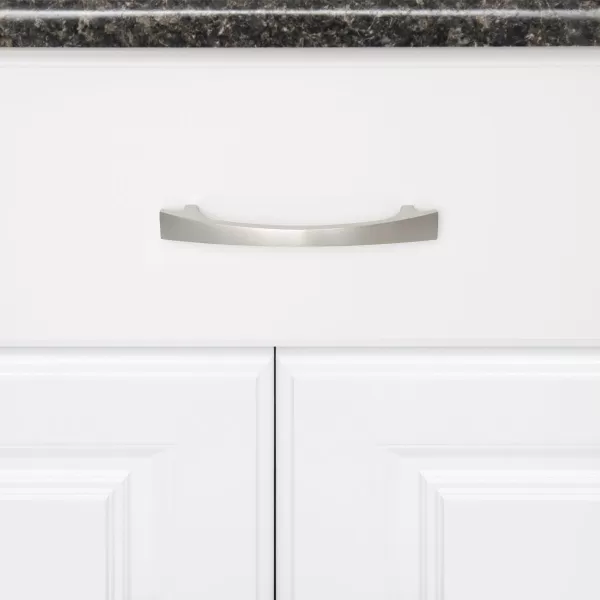 Amazon Basics Thick Modern Curved Cabinet Handle 65inch Length 5inch Hole Center Satin Nickel 10PackSatin Nickel