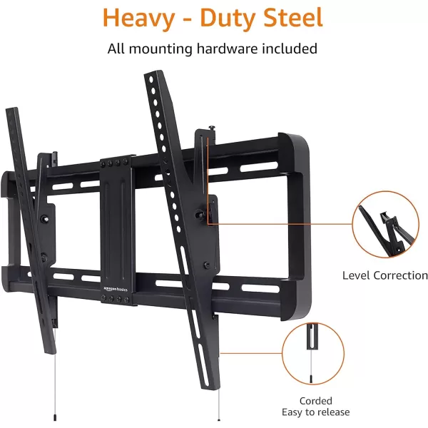 Amazon Basics Tilt TV Wall Mount with Horizontal Post Installation Leveling for 32Inch to 86Inch TVs BlackAmazon Basics Tilt TV Wall Mount with Horizontal Post Installation Leveling for 32Inch to 86Inch TVs Black