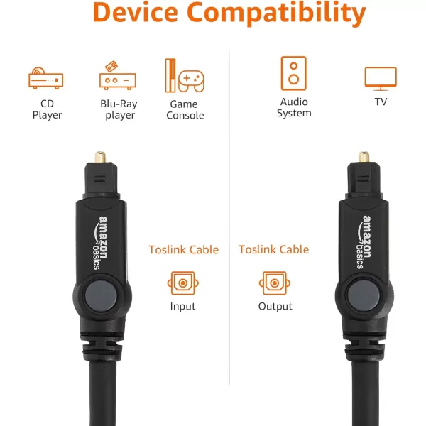 Amazon Basics Toslink Digital Optical Audio Cable MultiChannel for Audio System Sound Bar Home Theatre GoldPlated Connectors 6 Foot Black6 Feet 1Pack