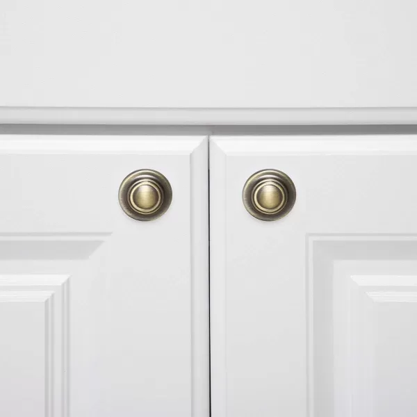 Amazon Basics Traditional Top Ring Cabinet Knob 125inch Diameter Oil Rubbed Bronze 10PackAntique Brass 10 Pack