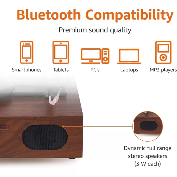 Amazon Basics Turntable Record Player with Builtin Speakers and Bluetooth Suitcase BlackDesktop  Black