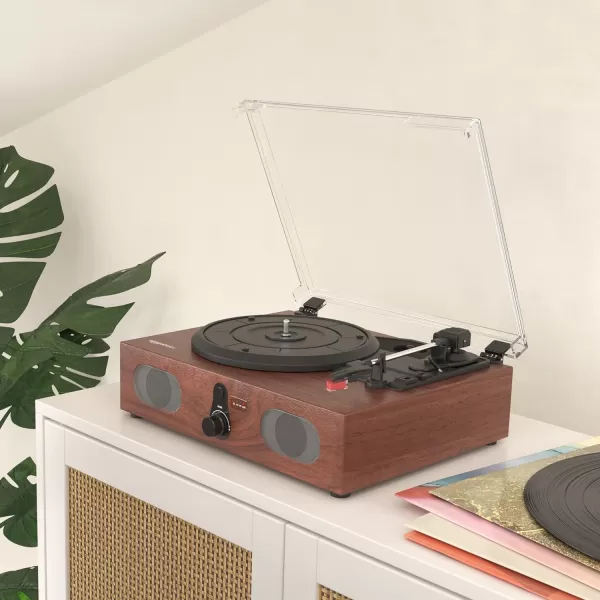 Amazon Basics Turntable Record Player with Builtin Speakers and Bluetooth Suitcase BlackDesktop  Black
