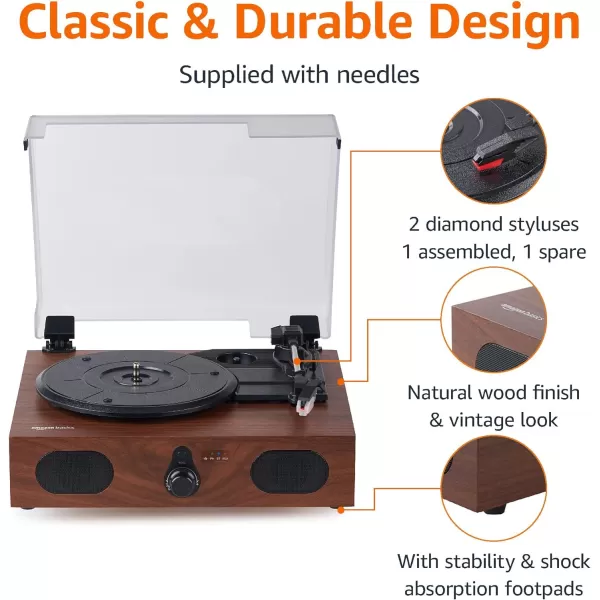 Amazon Basics Turntable Record Player with Builtin Speakers and Bluetooth Suitcase BlackDesktop  Black