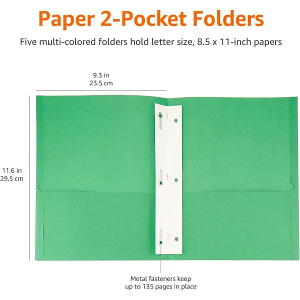 Amazon Basics Twin Pocket File Folders with Fasteners 25Pack Letter AssortedAmazon Basics Twin Pocket File Folders with Fasteners 25Pack Letter Assorted
