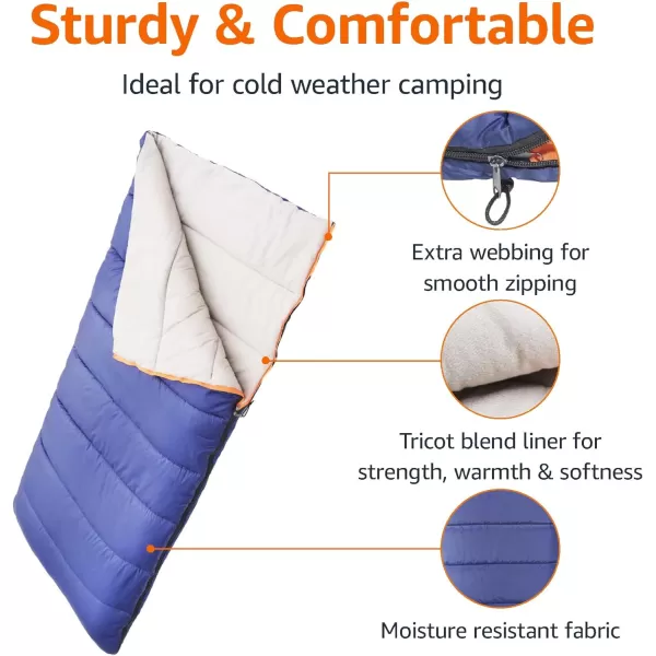Amazon Basics Twin Size Cold Weather Lightweight Sleeping Bag for Adults 3Season 30 Degree F Backpcking Hiking Camping Rectangular BlueAmazon Basics Twin Size Cold Weather Lightweight Sleeping Bag for Adults 3Season 30 Degree F Backpcking Hiking Camping Rectangular Blue