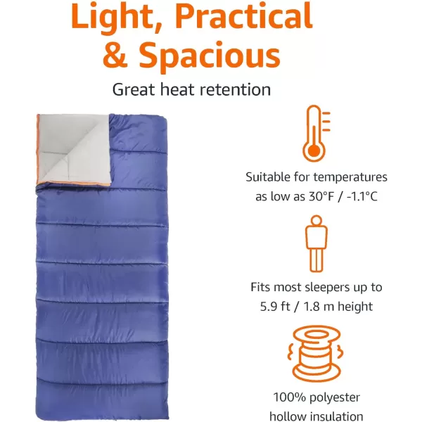 Amazon Basics Twin Size Cold Weather Lightweight Sleeping Bag for Adults 3Season 30 Degree F Backpcking Hiking Camping Rectangular BlueAmazon Basics Twin Size Cold Weather Lightweight Sleeping Bag for Adults 3Season 30 Degree F Backpcking Hiking Camping Rectangular Blue