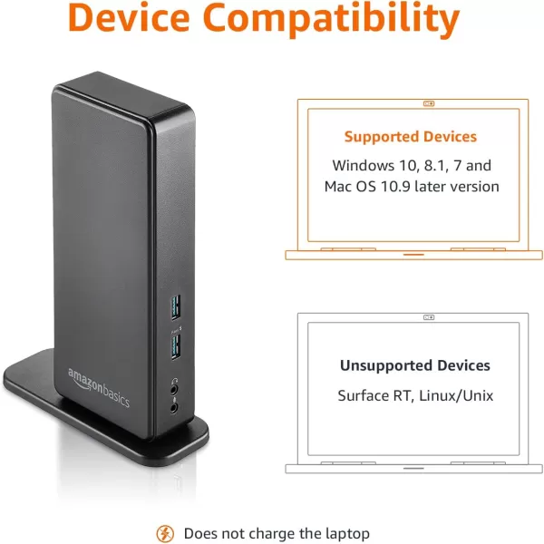 Amazon Basics USB 30 Universal Laptop Dual Monitor Docking StationAmazon Basics USB 30 Universal Laptop Dual Monitor Docking Station