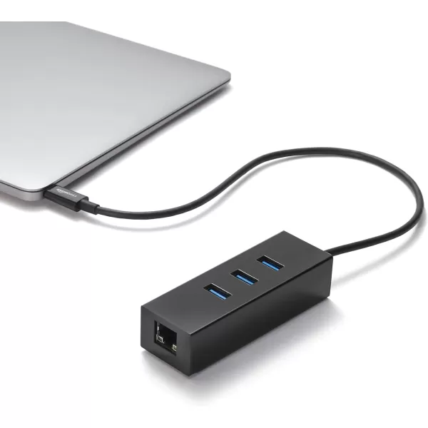 Amazon Basics USB 31 TypeC to 3 Port USB Hub with Ethernet Adapter  BlackBlack 1Pack Cable