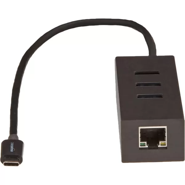 Amazon Basics USB 31 TypeC to 3 Port USB Hub with Ethernet Adapter  BlackBlack 5Pack Cable
