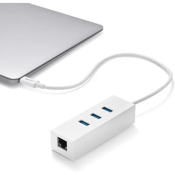 Amazon Basics USB 31 TypeC to 3 Port USB Hub with Ethernet Adapter  BlackWhite 5Pack Cable