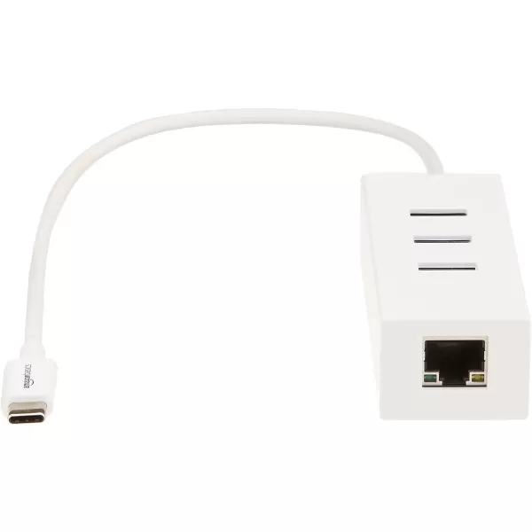 Amazon Basics USB 31 TypeC to 3 Port USB Hub with Ethernet Adapter  BlackWhite 5Pack Cable